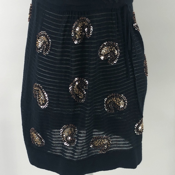 Nanette Lepore Black Gold Beaded Top M - Picture 6 of 8